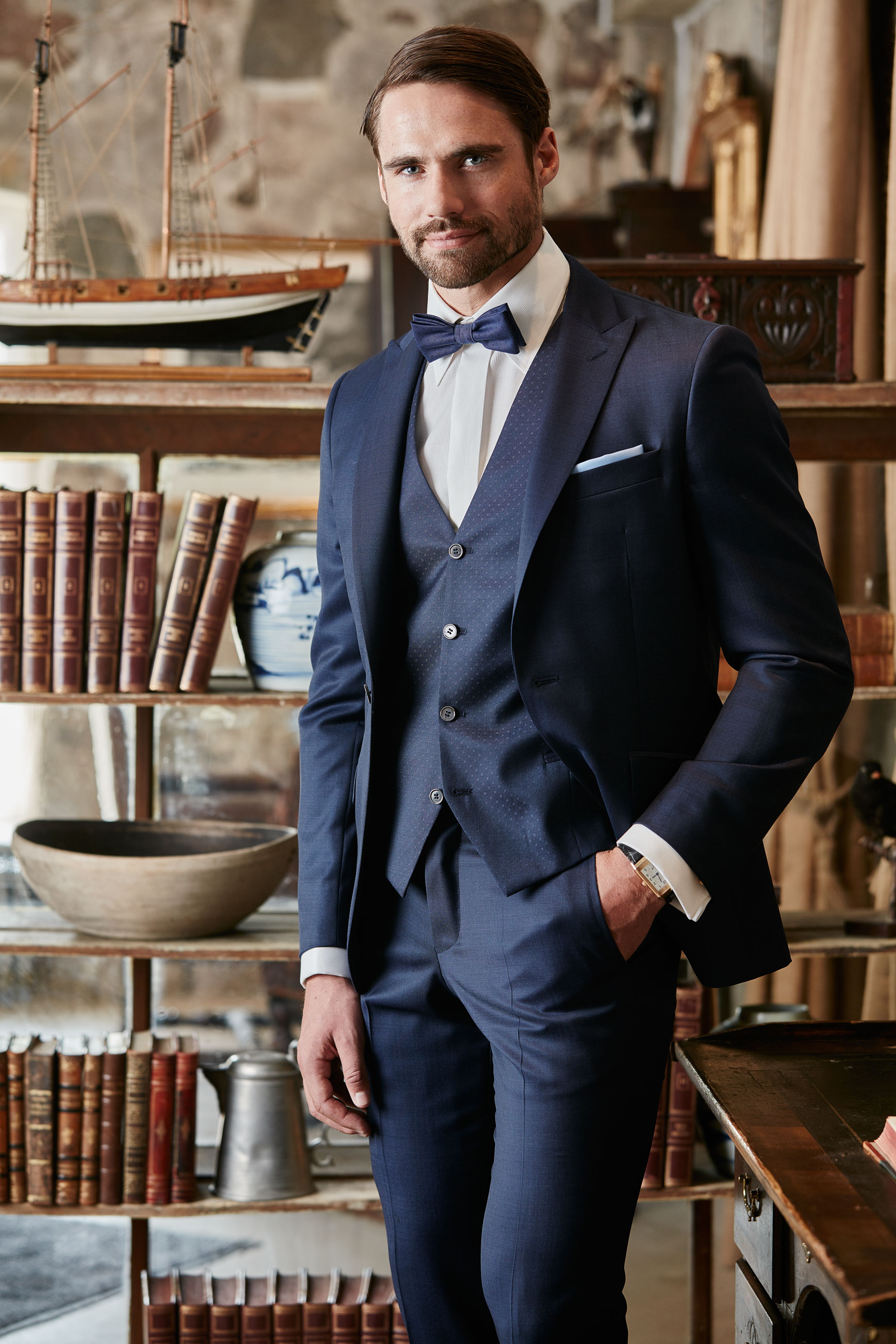 NavyBlue Wedding Jacket med 1 Button